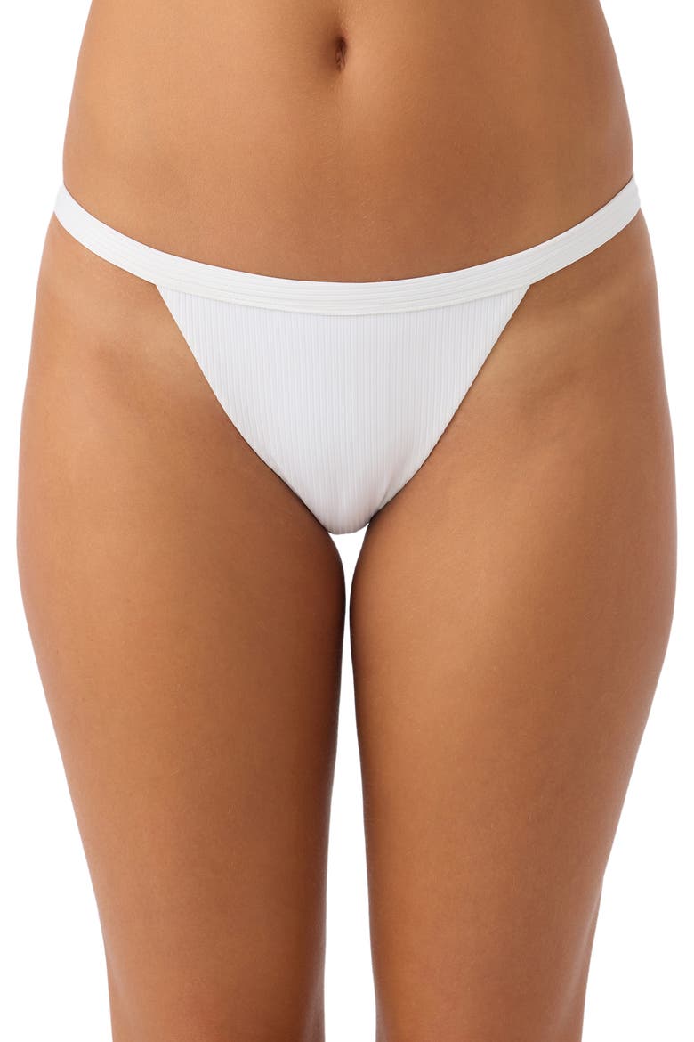 Saltwater Solids Ribbed Queens Bikini Bottoms, Main, color, WHITE