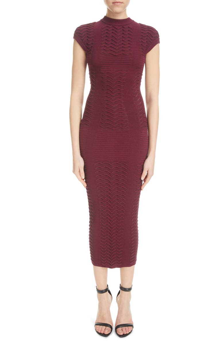 Balmain Chevron Texture Knit Body-Con Dress, Alternate, color, 