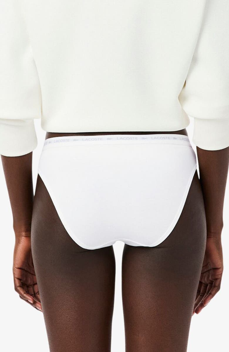 Lacoste 3-Pack Stretch Cotton Bikini Briefs, Alternate, color, Black/ White/ Silver Chine