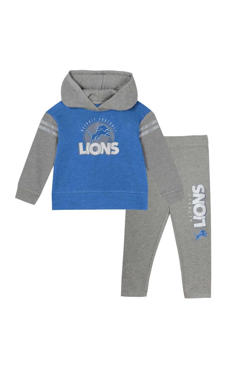 Outerstuff Toddler Detroit Lions Club House Long Sleeve Hoodie Top and Leggings Two-Piece Set, Main, color, Blue
