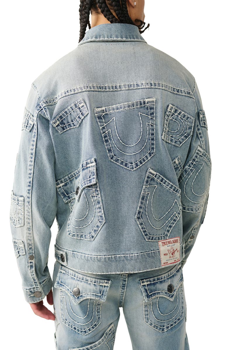 True Religion Super-T Denim Jacket, Alternate, color, Grendal Light Wash