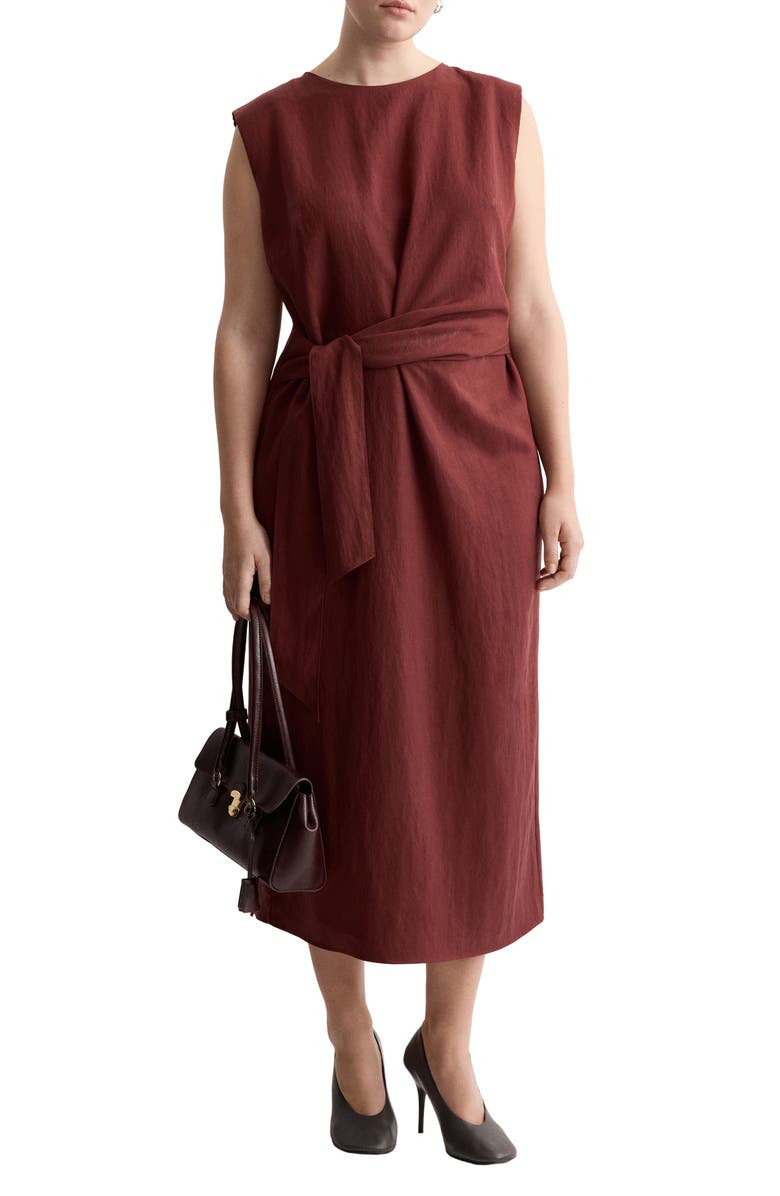 MANGO Sleeveless Sash Midi Dress, Main, color,