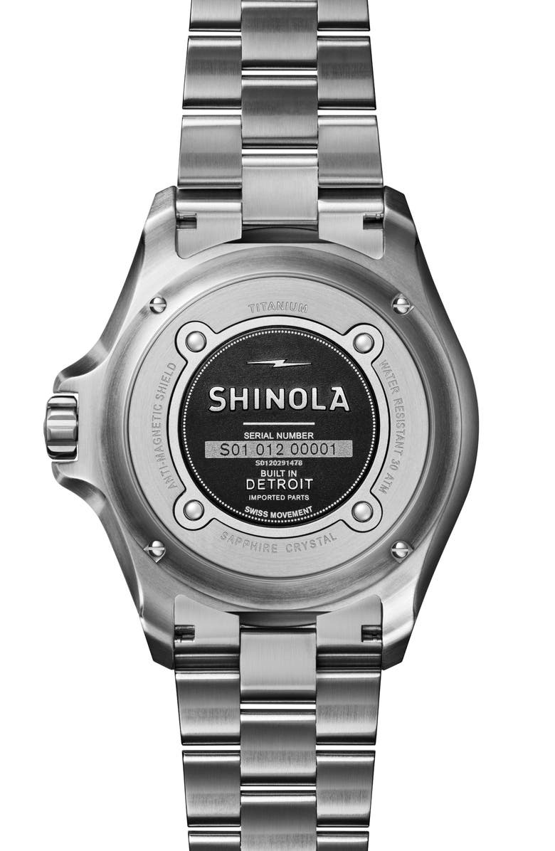 Shinola Monster Bracelet Watch, 43mm, Alternate, color, Cardinal