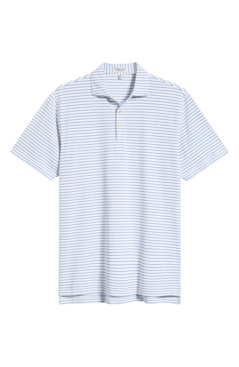 Peter Millar Winston Summer Comfort Performance Piqué Polo, Alternate, color, White / Bali Blue