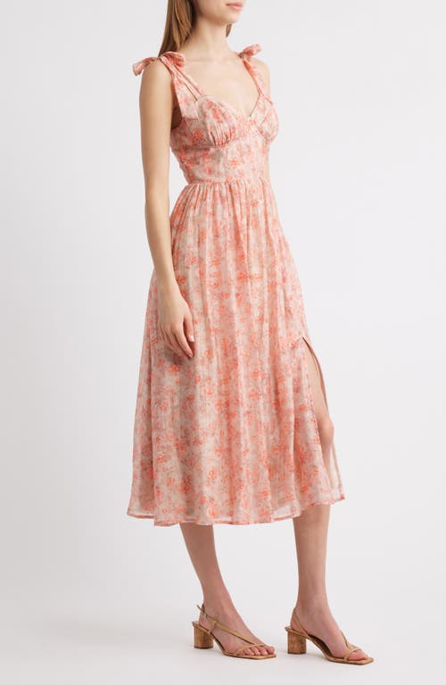 Lulus Leighton Tie Shoulder Organza Fit & Flare Dress In Pink