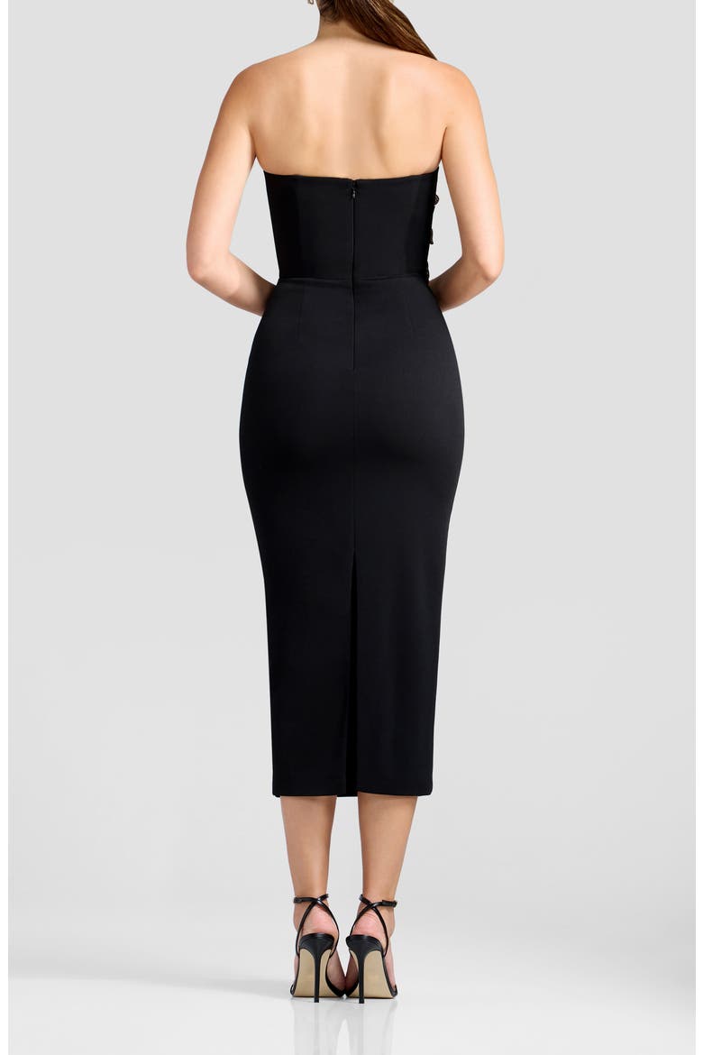 Shailene Appliqué Sweetheart Midi Dress, Alternate, color, BLACK MULTI