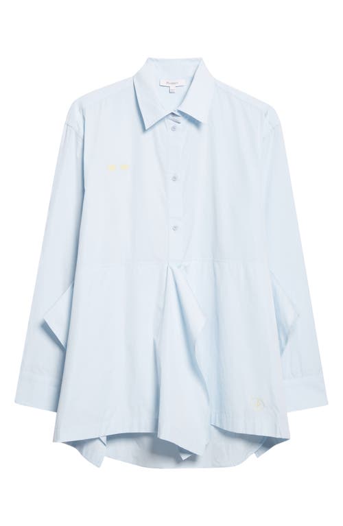 Jw Anderson Crockery Embroidery Draped Peplum Shirt In Blue