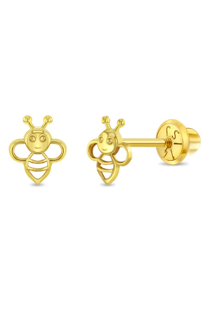 In Season Jewelry 14k Sweet Bee Girl Earrings, Main, color, Gold