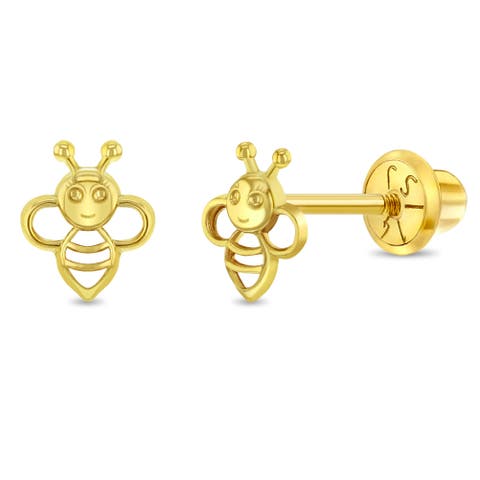14k Sweet Bee Girl Earrings