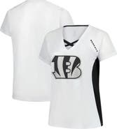 FANATICS Women's Fanatics  White Cincinnati Bengals Plus Size Glitter Lace-Up V- Neck T-Shirt