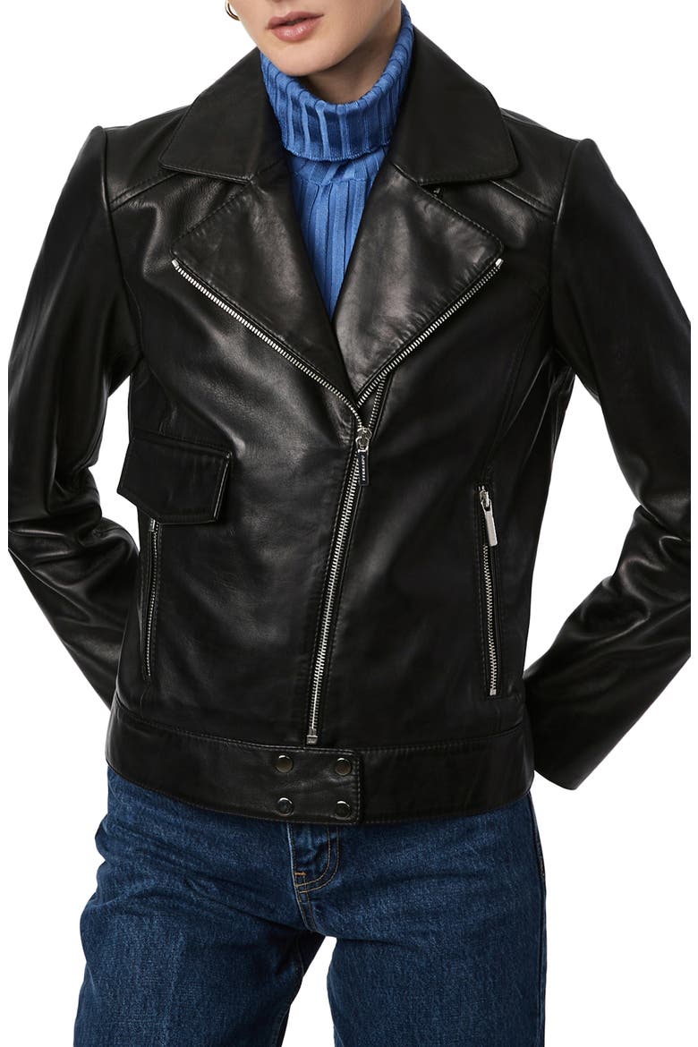Leather Moto Jacket, Main, color, BLACK