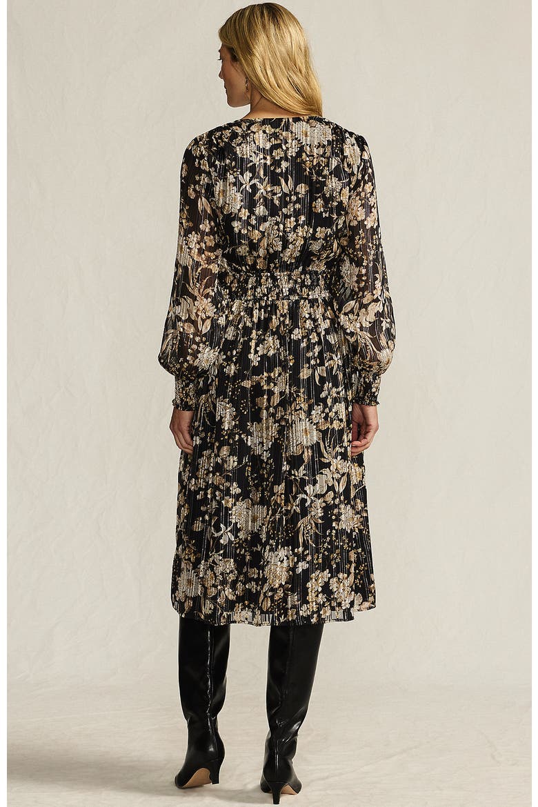 Lurex Shadow Stripe Midi Dress, Alternate, color, Black/Pumice Stone Floral
