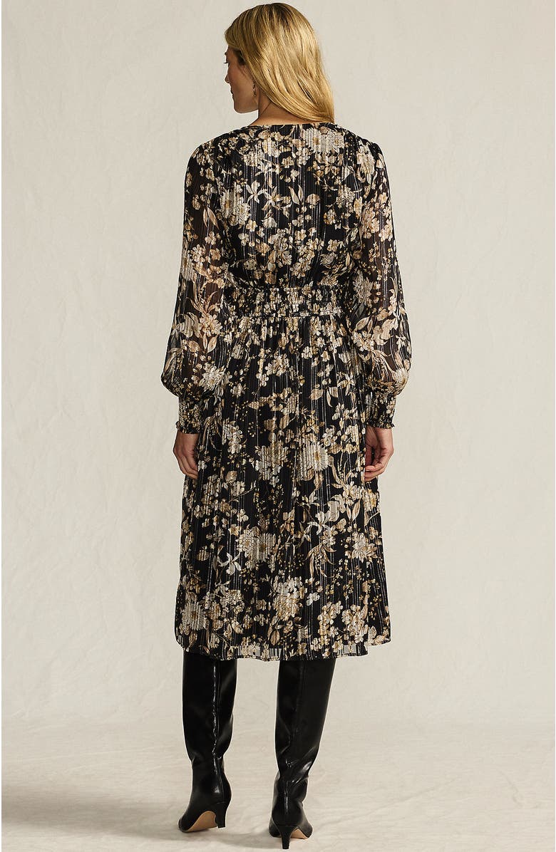 Lands' End Lurex Shadow Stripe Midi Dress, Alternate, color, Black/Pumice Stone Floral