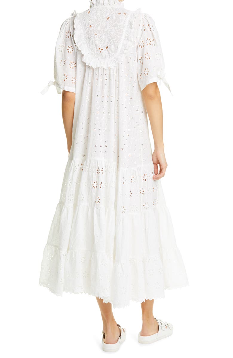 byTiMo Broderie Anglaise Bib Front Midi Dress, Alternate, color, 