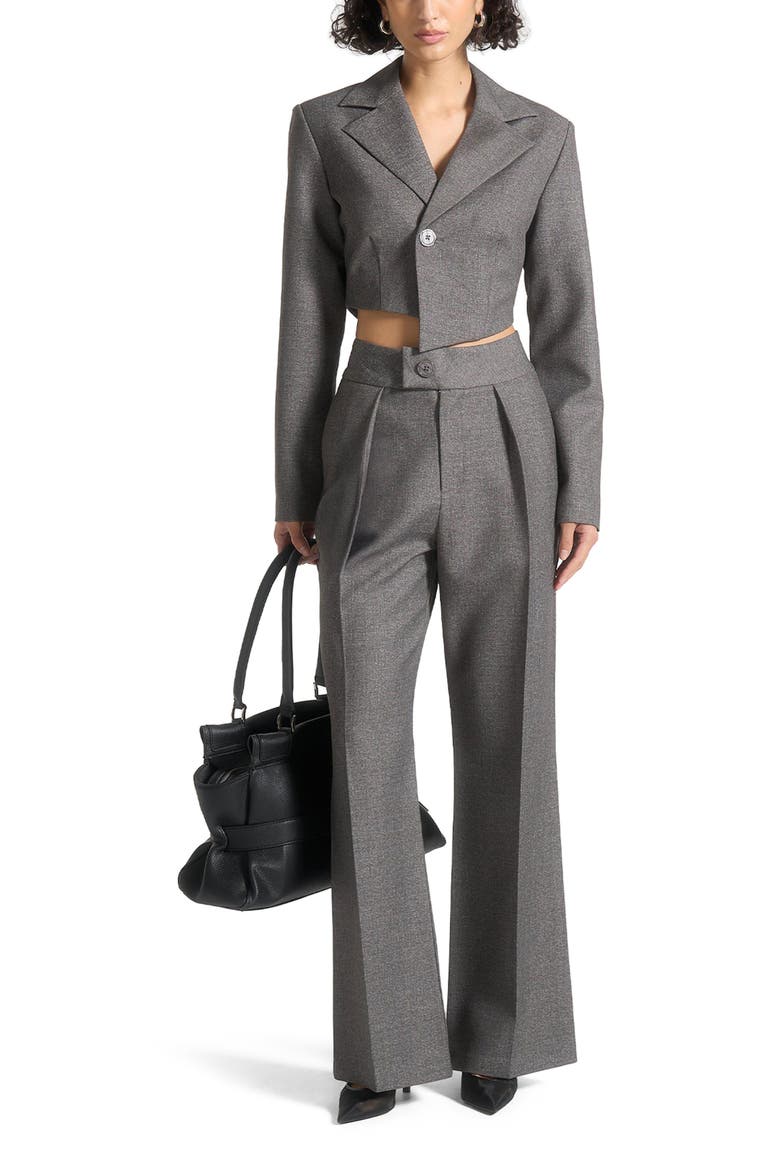 Dina Asymmetric Tailored Cropped Blazer, Main, color, Grey Marl