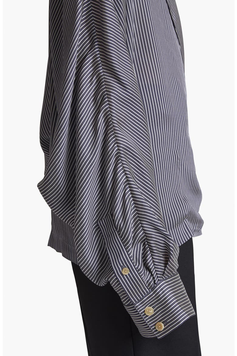 Garth Stripe Asymmetric Blazer, Alternate, color, NAVY / WHITE