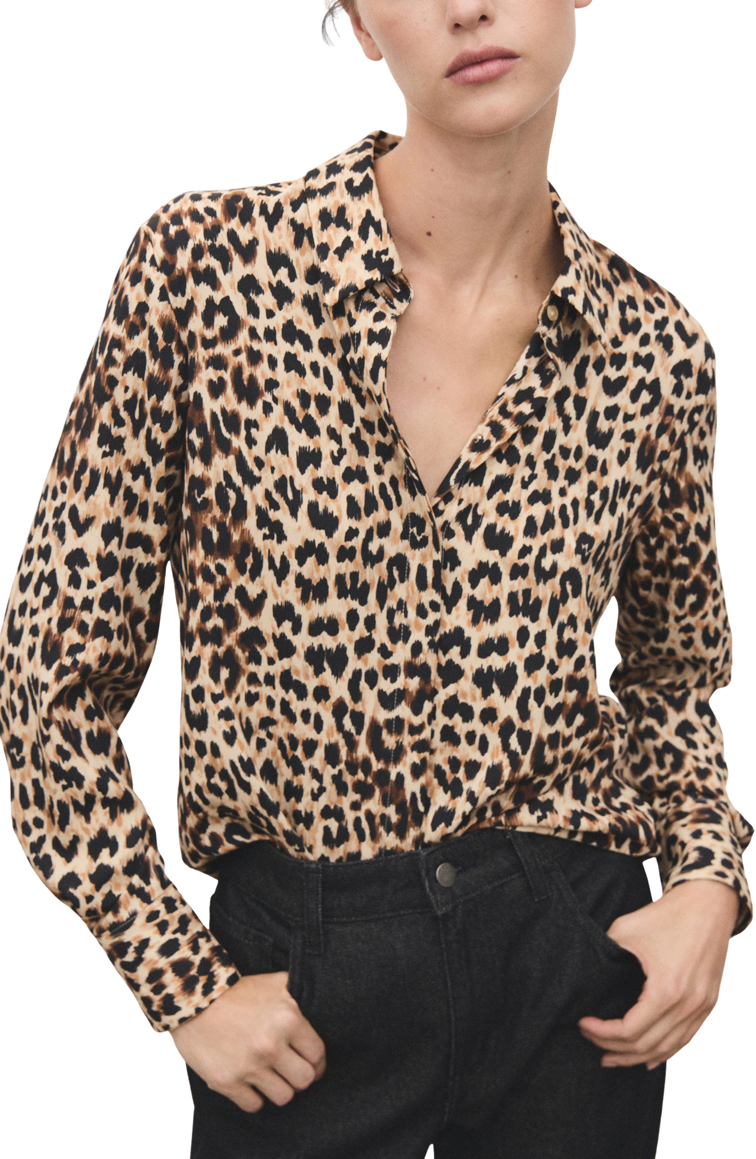 MANGO Print Button-Up Shirt