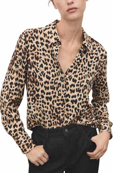 MANGO Print Button-Up Shirt