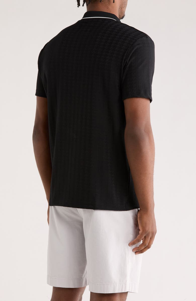 Cactus Man Zip Short Sleeve Polo, Alternate, color, Black W/ White Tipping