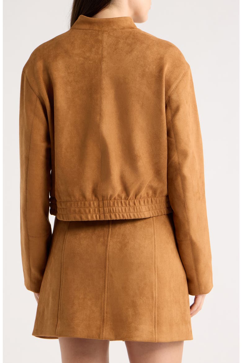 Faux Suede Bomber Jacket, Alternate, color, COGNAC