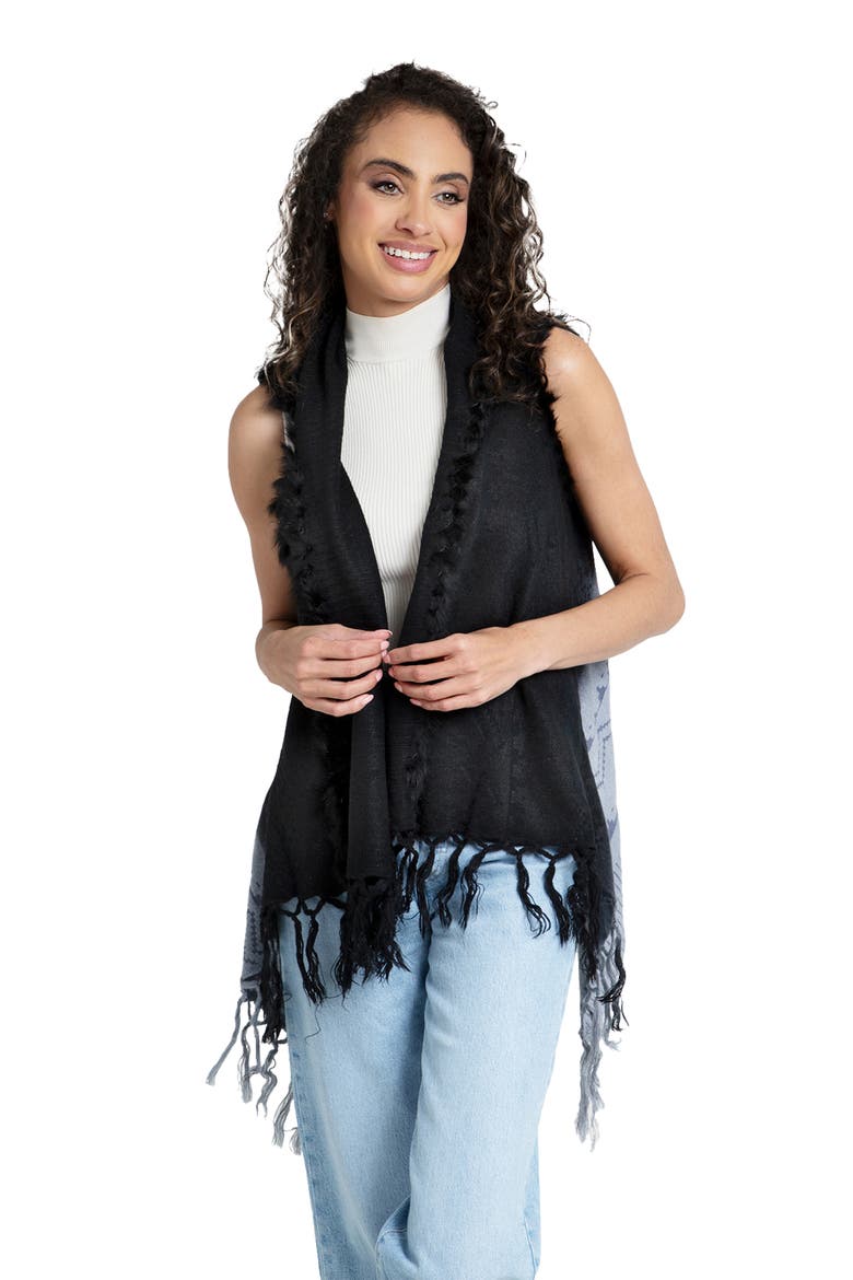 Faux Fur Fringe Vest, Alternate, color, BLACK