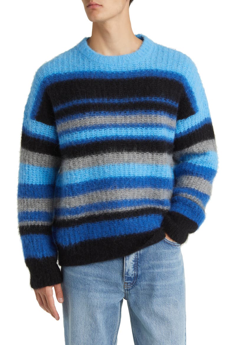 Stripe Alpaca Blend Crewneck Sweater, Main, color, SKY BLUE MULTI