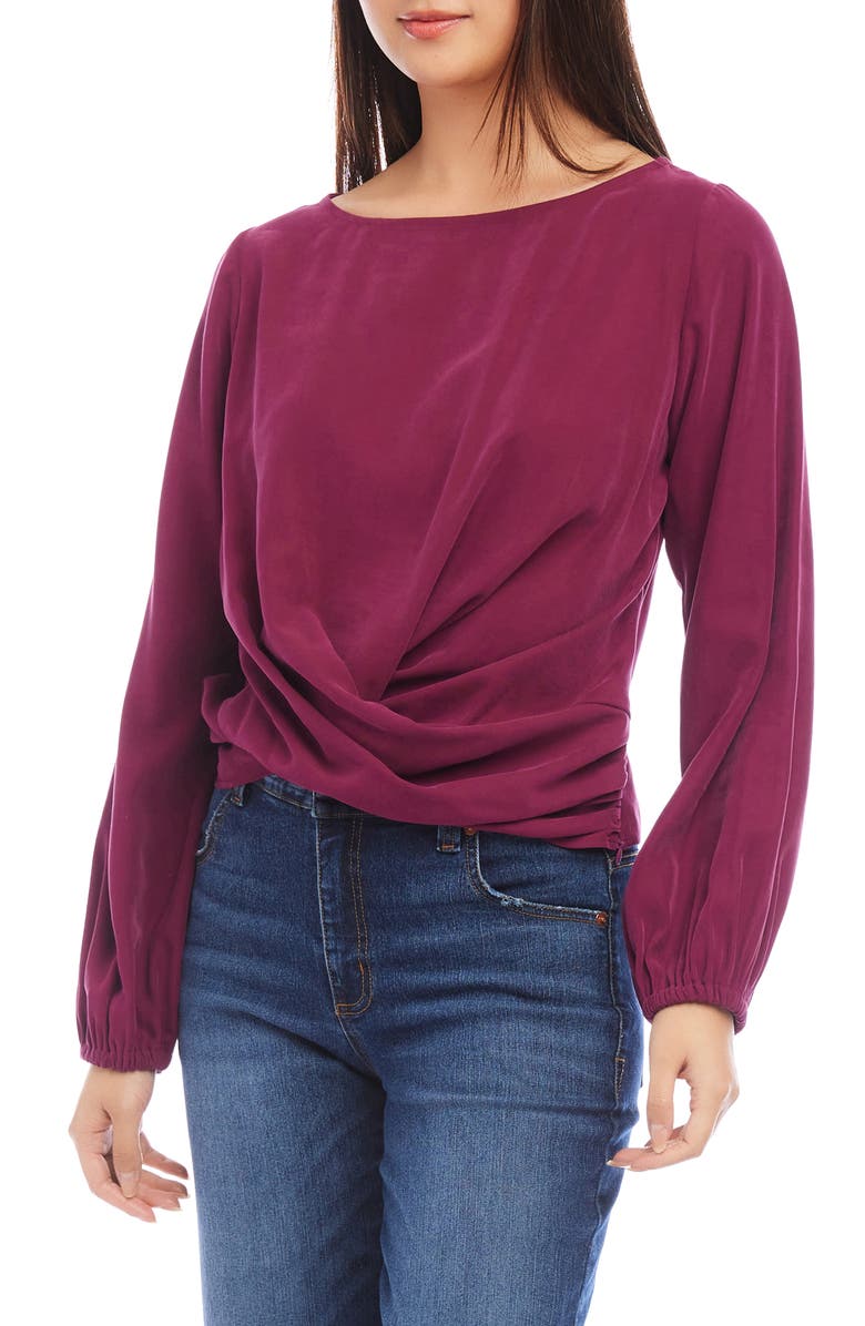 Karen Kane Drape Front Twill Top, Alternate, color, 