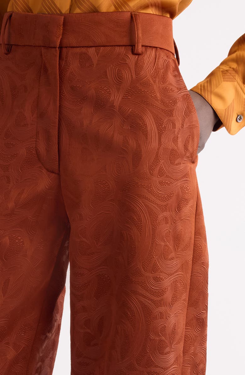 Dries Van Noten Paxy Matelassé Wide Leg Pants, Alternate, color, Rust