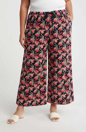 Caslon® Pull-On Crop Wide Leg Linen Blend Pants