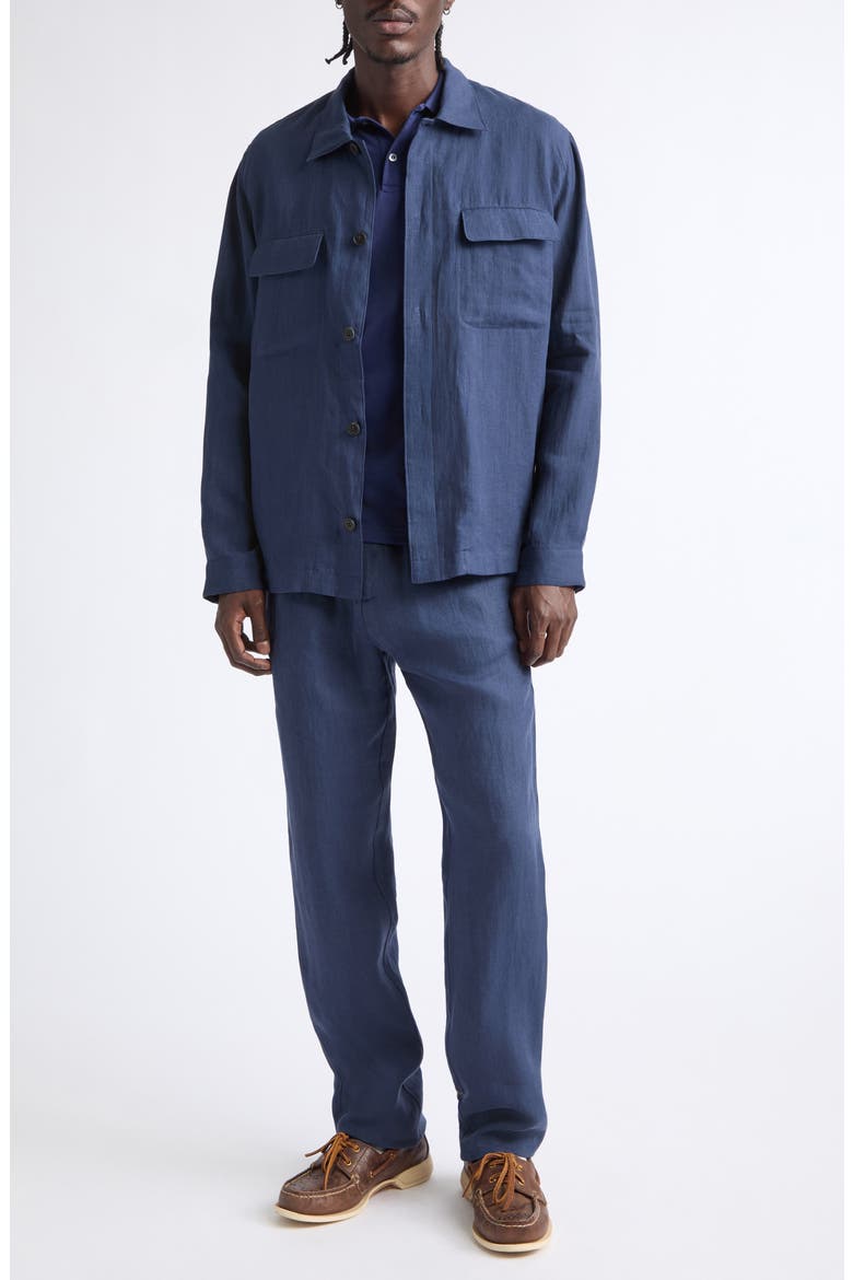 Drawstring Linen Trousers, Alternate, color, LIGHT NAVY