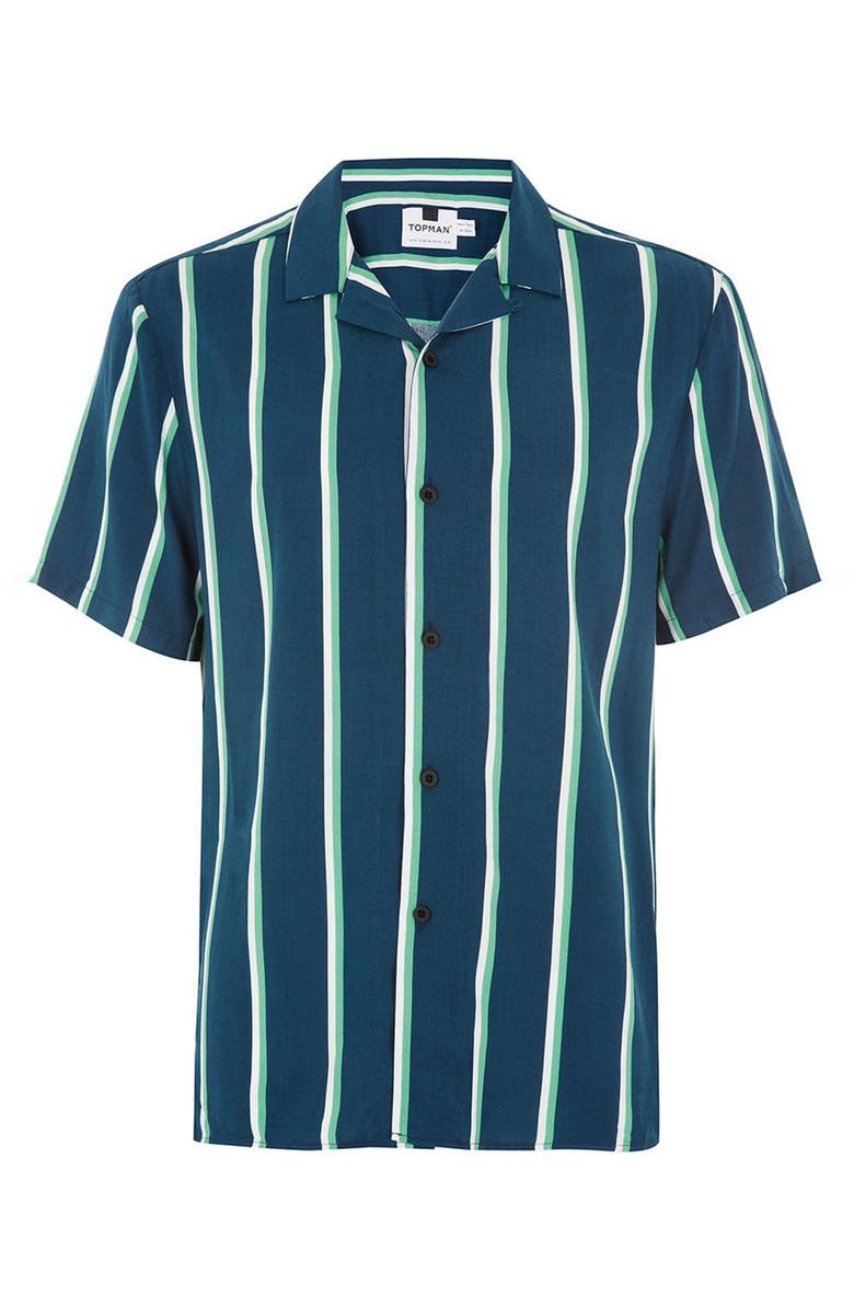 Topman Stripe Revere Collar Shirt, Alternate, color, 