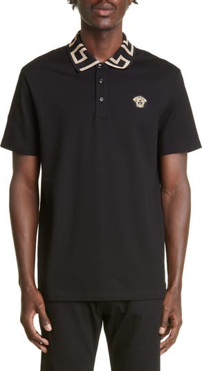 Versace Greco Collar Cotton Piqué Polo | Nordstrom