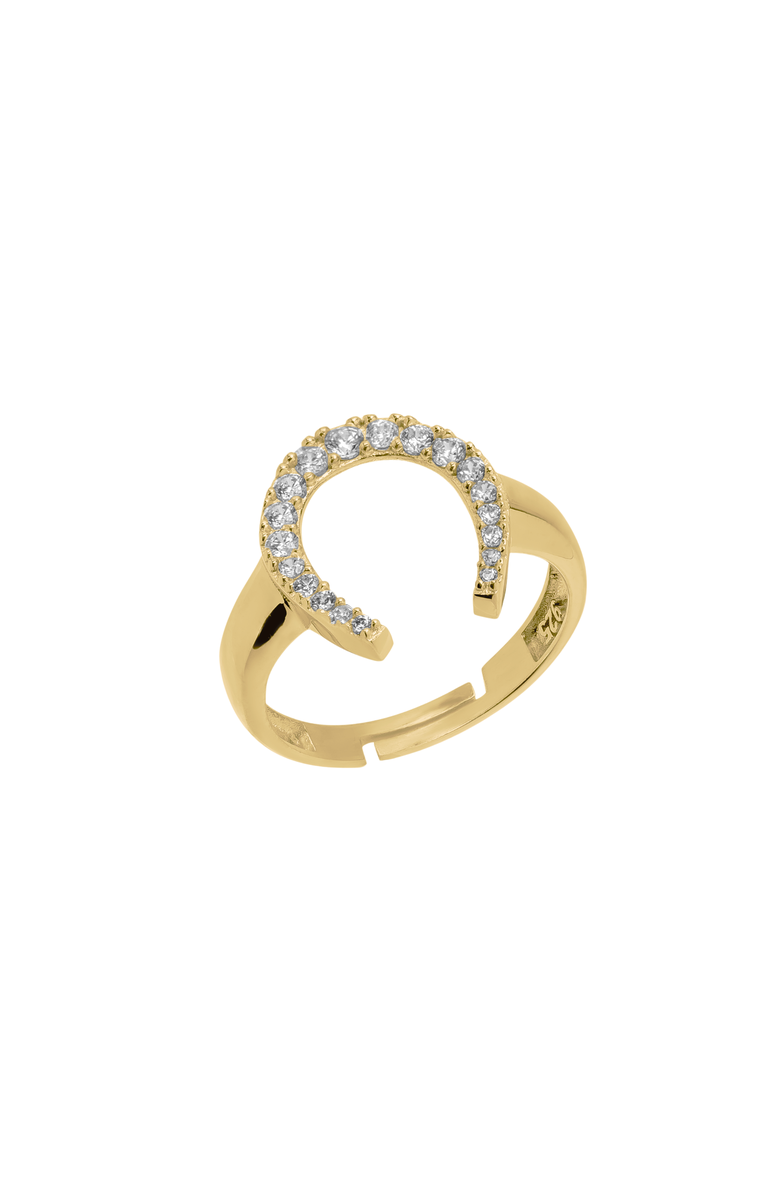 Spero London Sterling Silver Horseshoe Equestrian Ring, Main, color, Gold