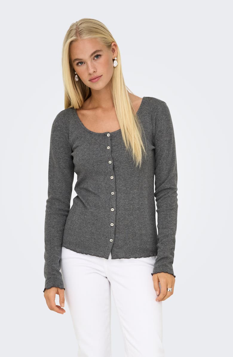 Only Tenna Long Sleeve Cardigan, Alternate, color, Dark Grey Melange