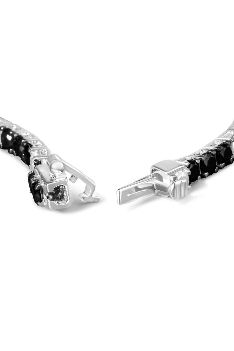 Silver 5.0 Cttw Black and White Diamond Tennis Bracelet, Alternate, color, White