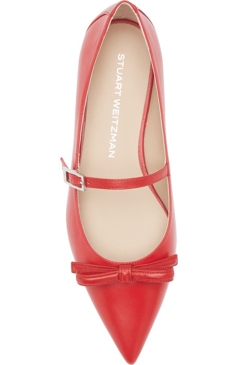 Stuart Weitzman Felicity Bow Mary Jane Flat, Alternate, color, Cherry