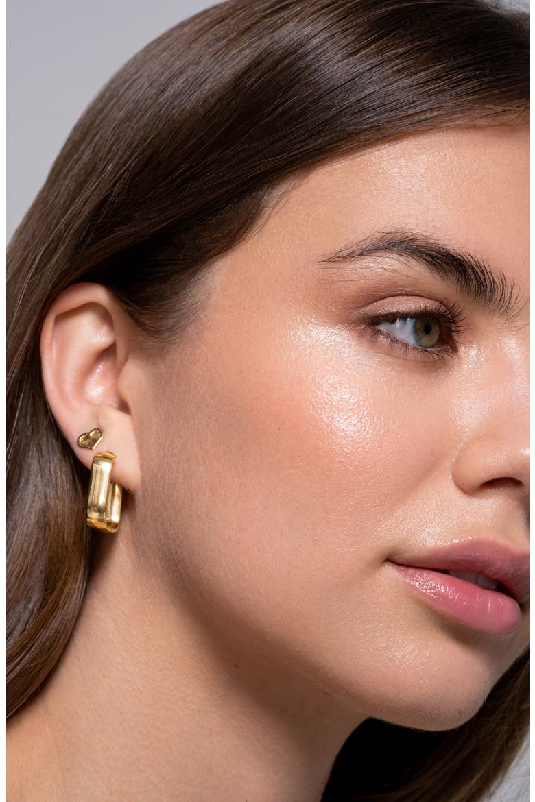 14K Gold Heart Stud Earrings, Alternate, color, 14K YELLOW GOLD