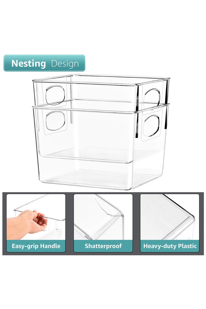 Set of 8 Medium Clear Storage Bins, Alternate, color, NO COLOR