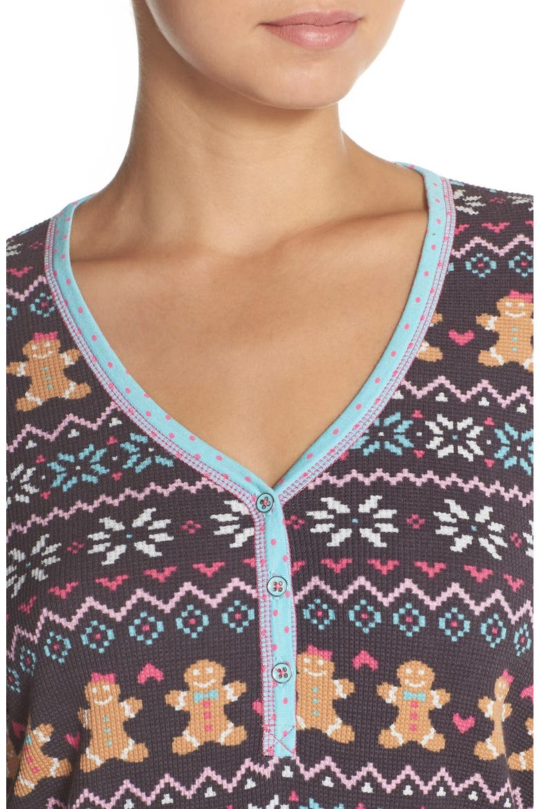 Thermal Knit Sleep Shirt, Alternate, color, CHARCOAL GINGERBREAD