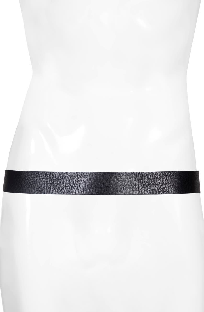 AllSaints Eyelet Distressed Leather Belt, Alternate, color, Black