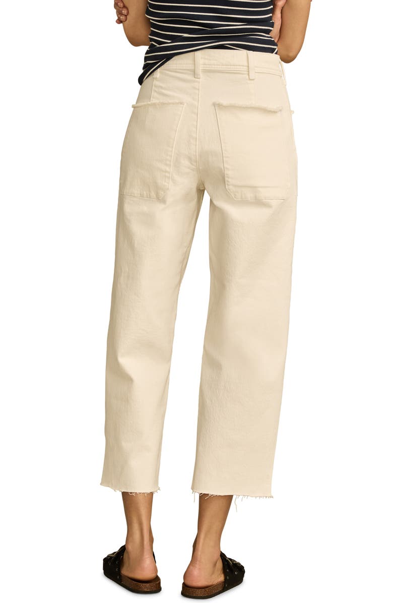 Lucky Brand Legend Raw Hem Patch Pocket Crop Wide Leg Jeans, Alternate, color, Bright White