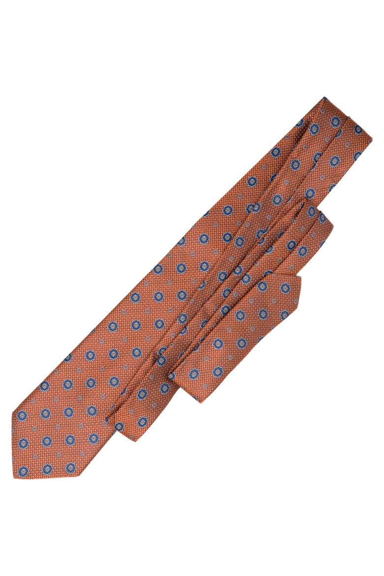 Deruta - Silk Jacquard Tie for Men, Alternate, color, Burnt Orange