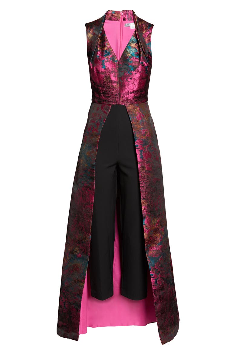 Kelsey Abstract Jaquard Maxi Romper, Alternate, color, MAGENTA MULTI