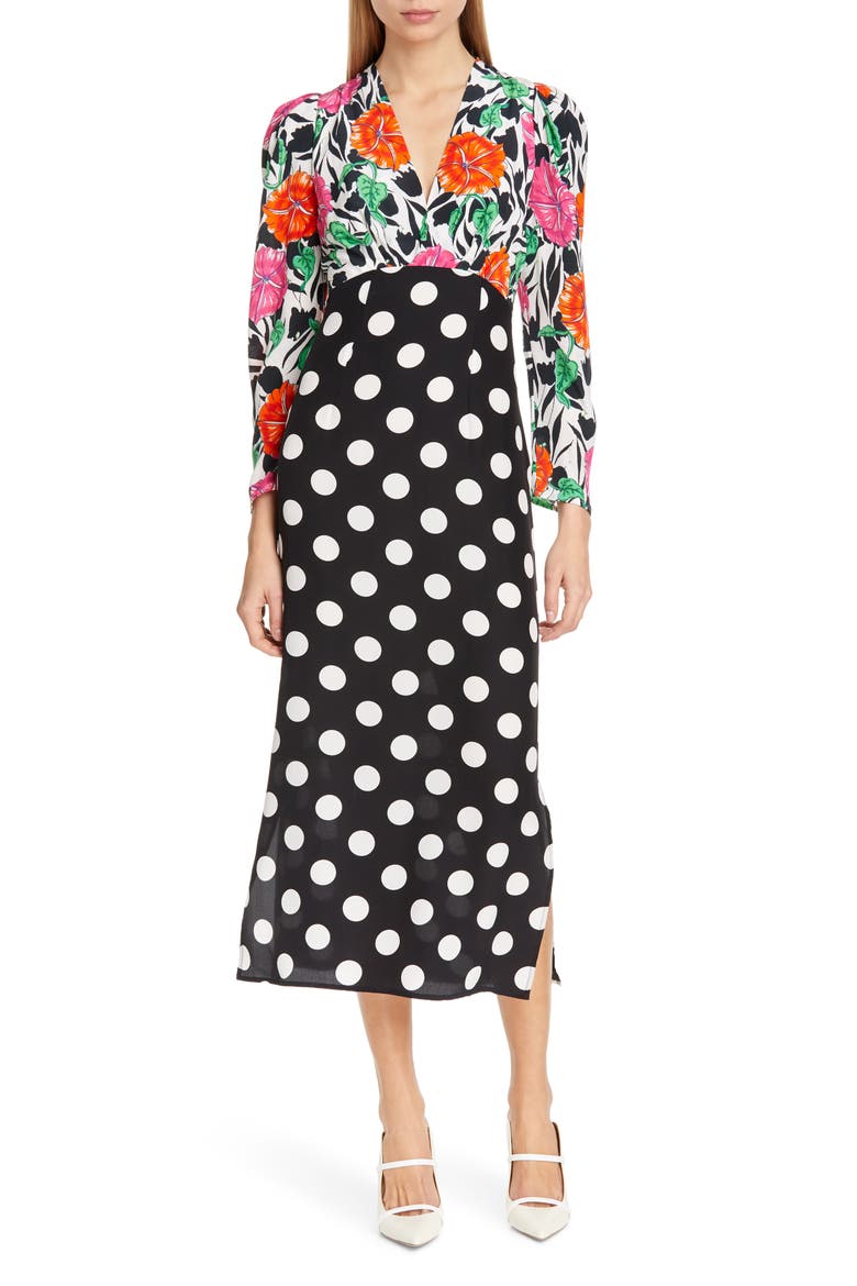 Gretal Floral & Polka Dot Print Dress, Main, color, MAXI SPOT FLORAL CHAIN