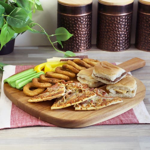 Megachef 13 Inch Acacia Wood Serving Butcher Cutting Board With Handle In Brown