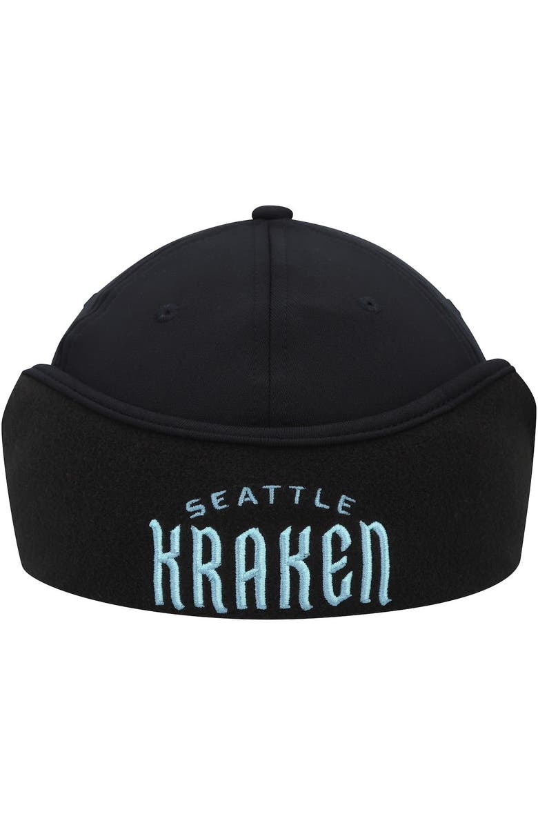 adidas Men's adidas Black Seattle Kraken Earflap Flex Hat, Alternate, color,