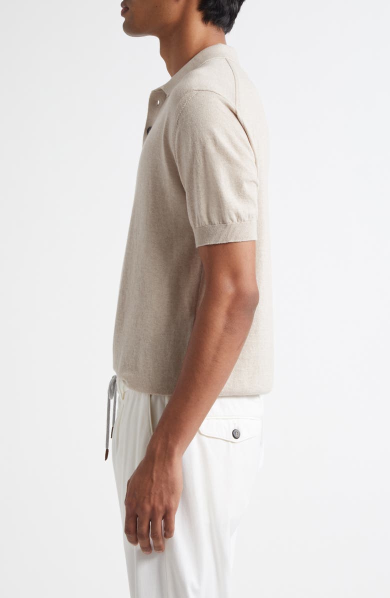 Eleventy Short Sleeve Cotton & Cashmere Polo Sweater, Alternate, color,