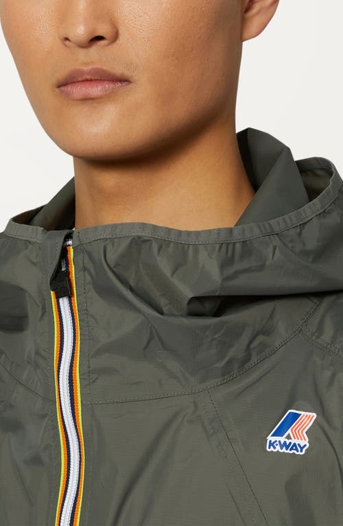 K-way Rennes Waterproof Packable Rain Poncho In Green Blackish