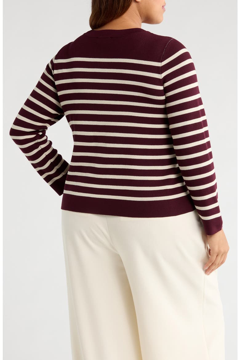 Stripe Cardigan, Alternate, color, PLUM VANILLA