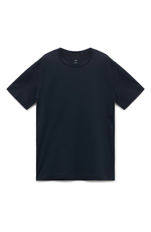 Mango Regular Fit Medium Weight Cotton T-shirt In Blue